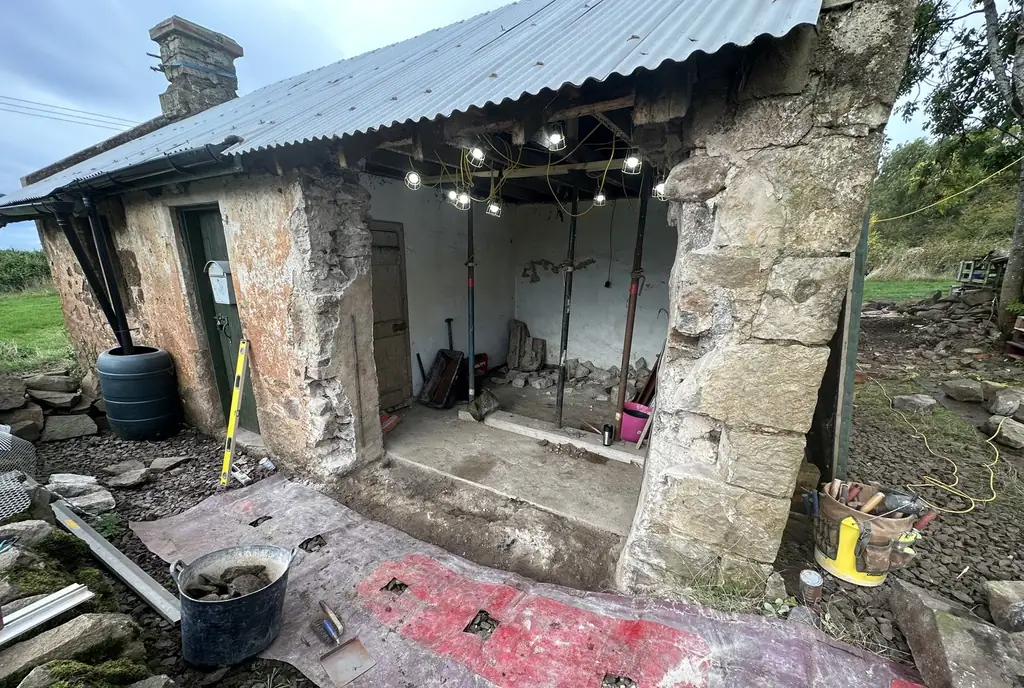 Stone outbuilding opened up for restoration at West Lodge