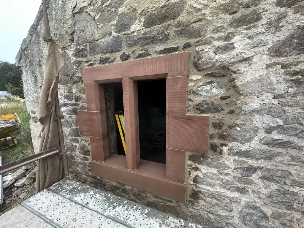New red sandstone window surround fitted at West Lodge