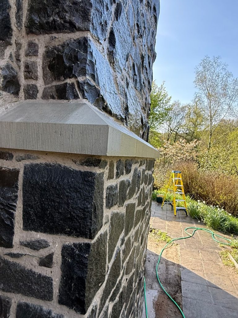 Stone wall after repair