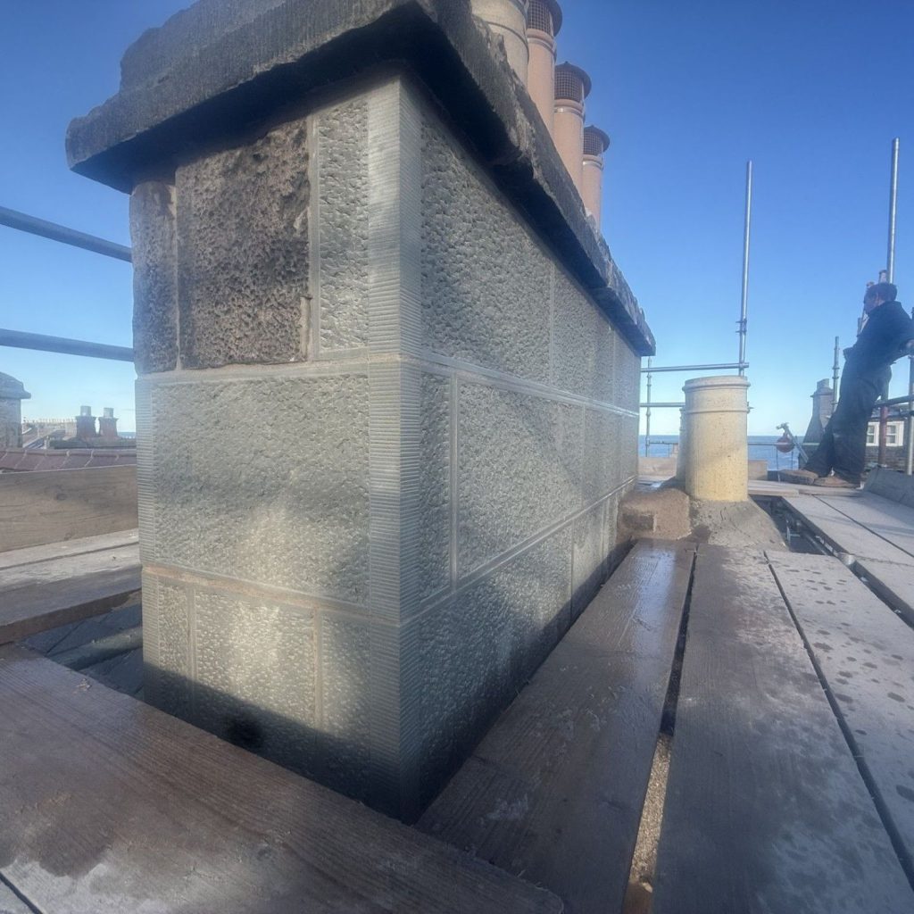Chimney stack after repair work