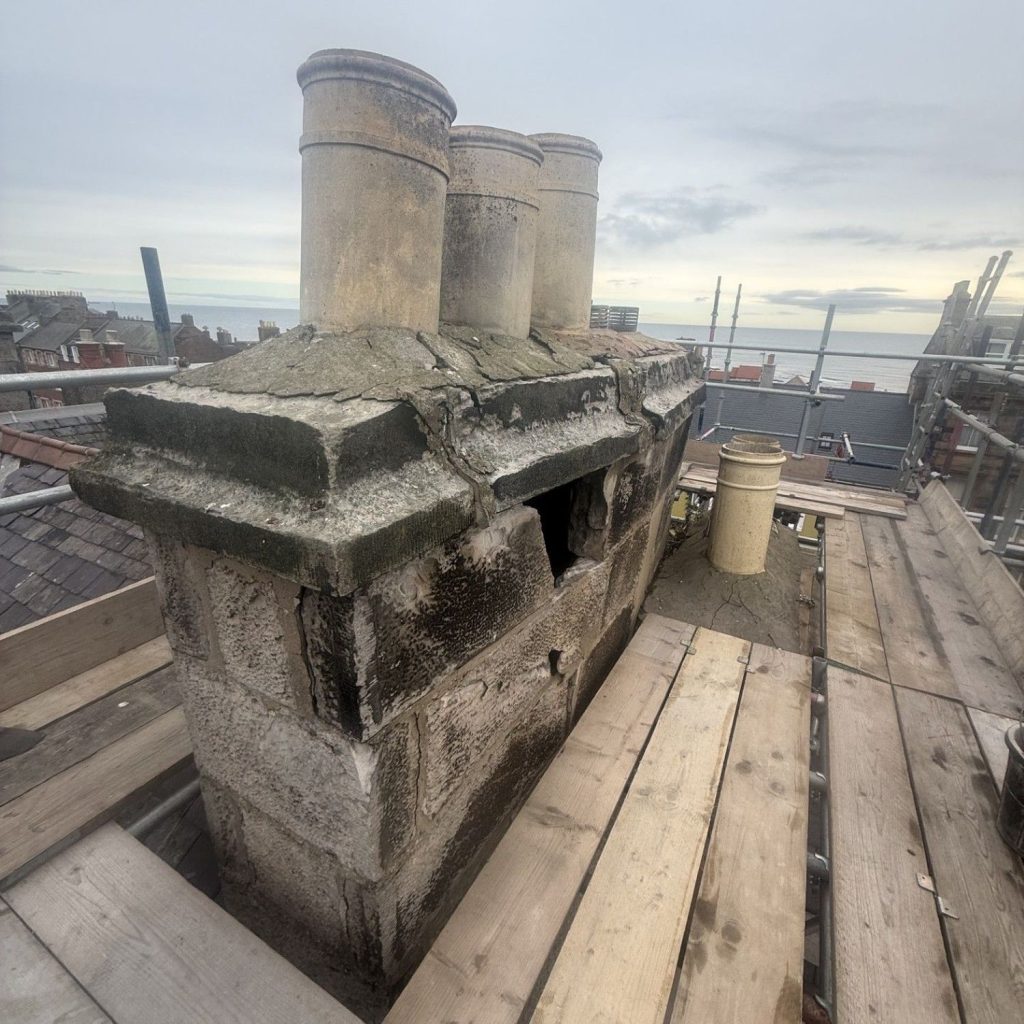Chimney stack before repair work